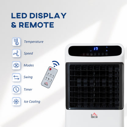HOMCOM 32" Mobile Air Cooler, Evaporative Anion Ice Cooling Fan Water Conditioner Humidifier Unit w/3 Modes, Remote Controller, Timer for Home Bedroom
