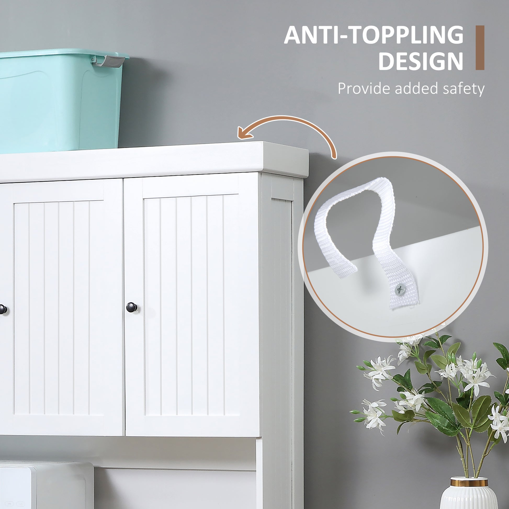 HOMCOM Modern Kitchen Cupboard, Kitchen Storage Cabinet with Microwave Oven Countertop, Drawer, White