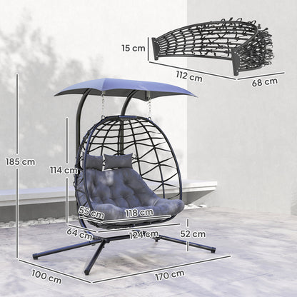 Outsunny Two-Seater Rattan Egg Chair - Black