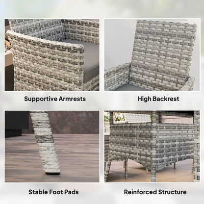 Outsunny Seven-Piece Rattan Dining Set - Mixed-Grey