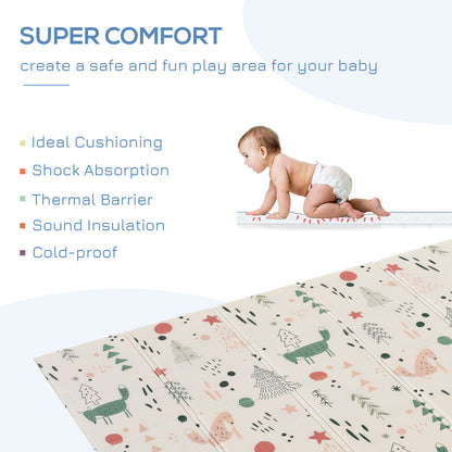 HOMCOM Foldable Kids Foam Mat Reversible Educational XPE Floor Mat Crawling Toddler Playmat Portable Picnic Carpet Exercise Workout Mat