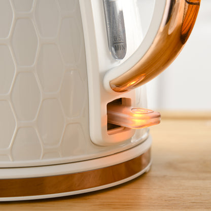 HOMCOM 1.7L 3000W Fast Boil Kettle & 4 Slice Toaster Set, Kettle and Toaster Set with 7 Browning Controls, Crumb Tray, White