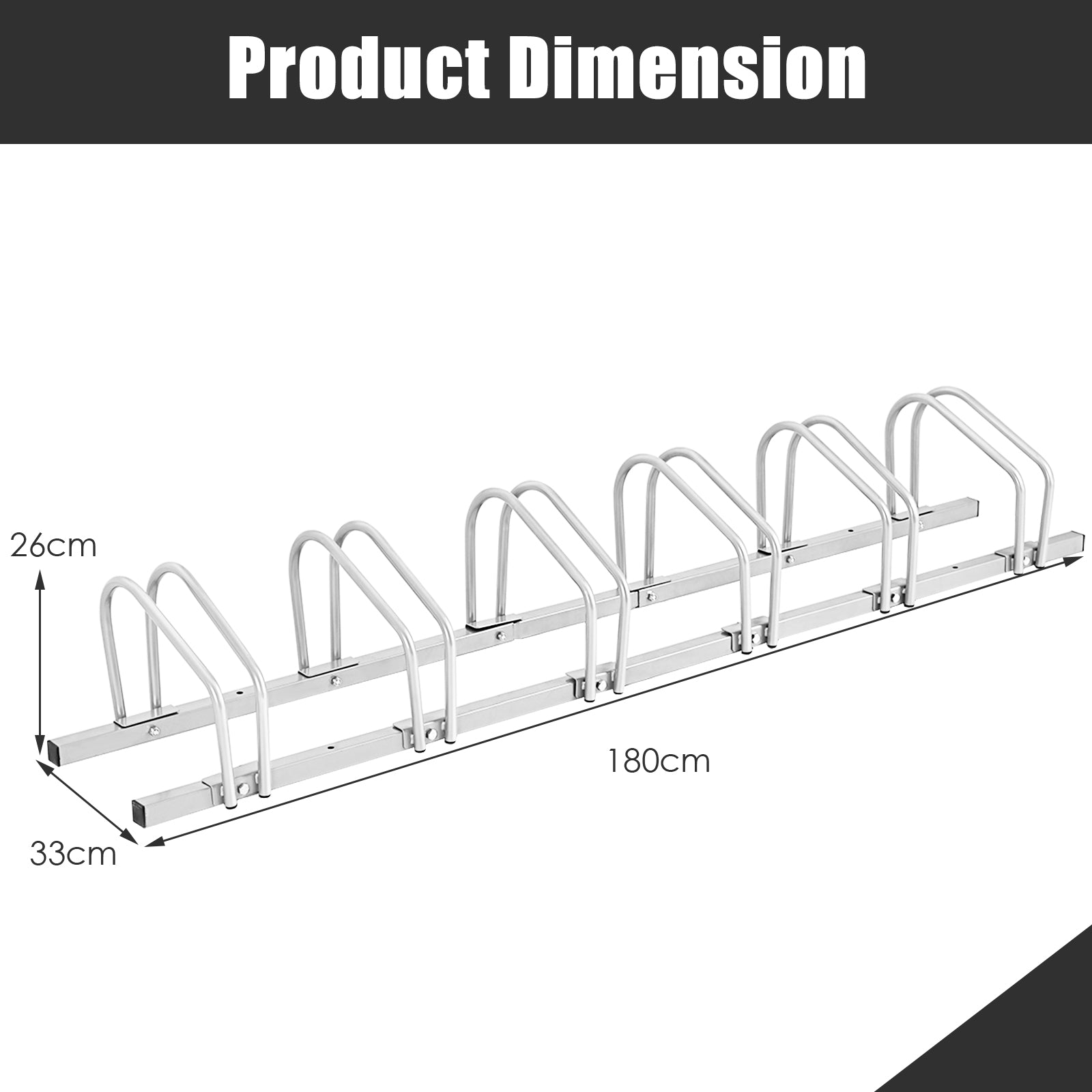 6-Bike Steel Bike Rack for Child BMX Road and Mountain Bikes -Silver