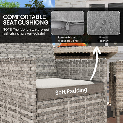 Outsunny Seven-Piece Rattan Dining Set - Mixed-Grey