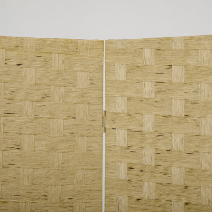 HOMCOM 4-Panel Room Dividers, Wave Fibre Freestanding Folding Privacy Screen Panels, Partition Wall Divider for Indoor Bedroom Office, 170 cm, Brown