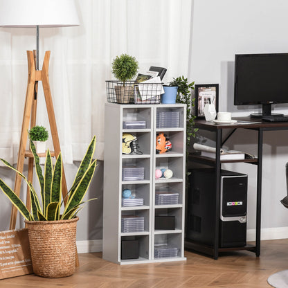 HOMCOM 204 CD Media Display Shelf Unit Set of 2 Blu-Ray DVD Tower Rack w/ Adjustable Shelves Bookcase Storage Organiser, Grey