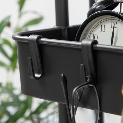 HOMCOM 3 Tier Utility Rolling Cart, Kitchen Cart with 3 Removable Mesh Baskets, 3 Hanging Box, 4 Hooks and Dividers for Living Room, Laundry Black