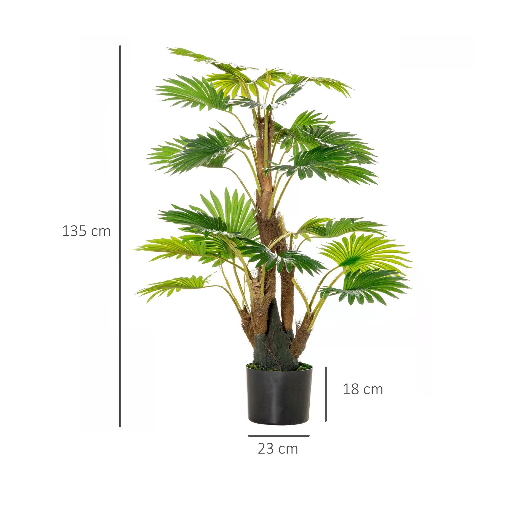 HOMCOM Artificial Tree, Tropical Palm Tree, Fake Decorative Plant in Nursery Pot for Indoor Outdoor Décor, 135cm