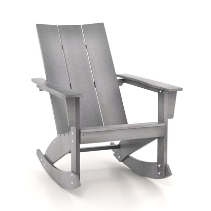 Waterproof Porch Adirondack Rocking Chair with Curved Back-Gray 