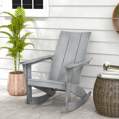 Waterproof Porch Adirondack Rocking Chair with Curved Back-Gray 