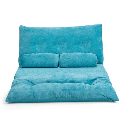 Convertible Floor Sofa Bed with 2 Waist Pillows-Blue