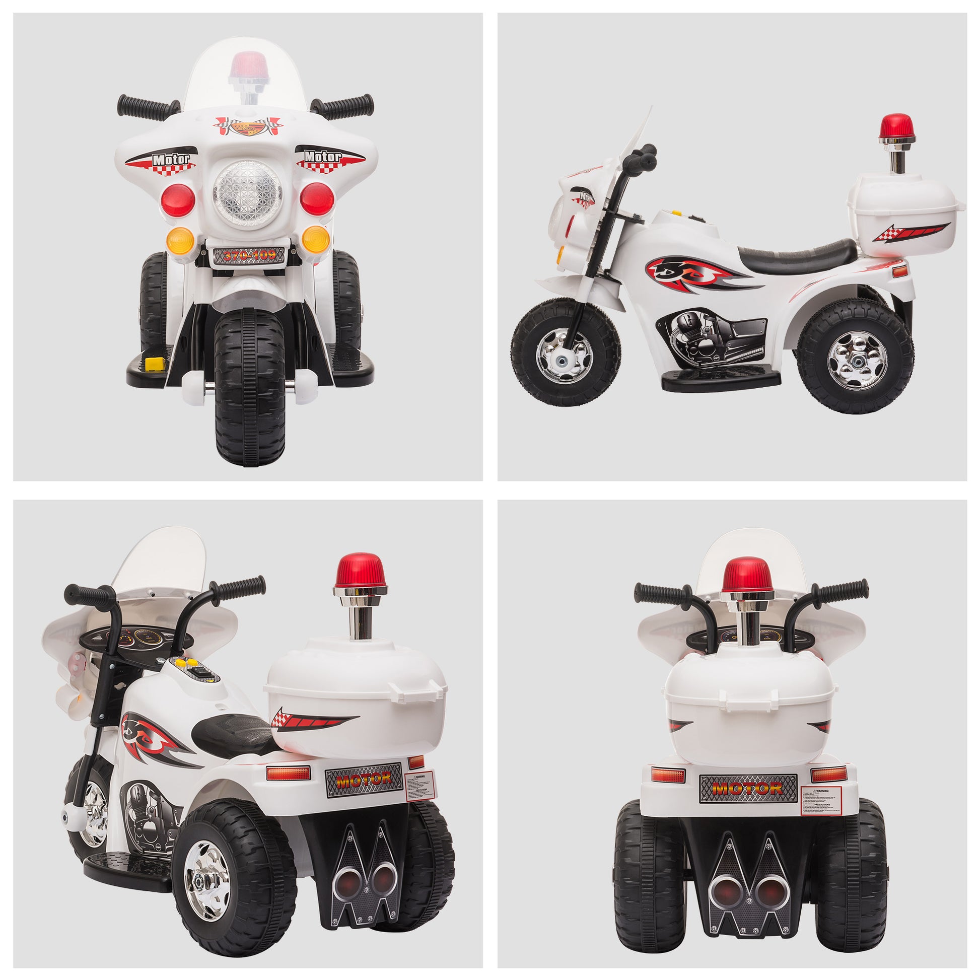 HOMCOM Toddlers Electric PP Motorcycle Ride On Trike White