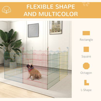 PawHut Pet Playpen Crate, with Eight Panels, Door, for Indoors and Outdoors, 60H x ?156cm
