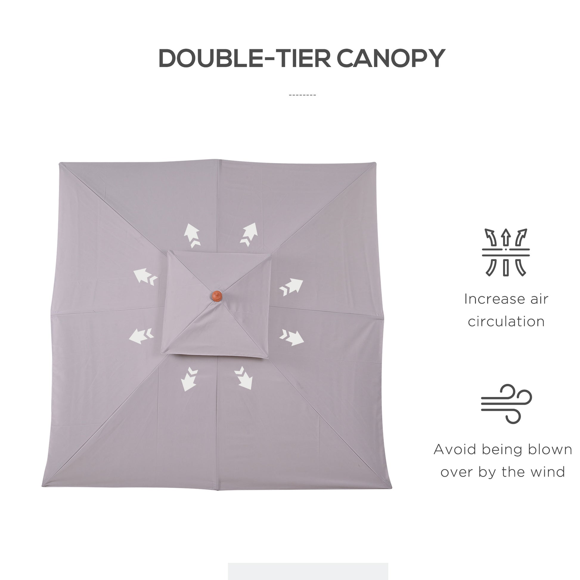 Outsunny 3 m Square Canopy Parasol - Grey