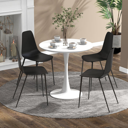 Armless Dining Chair Set of 4 Metal Leg Leisure Chair-Black