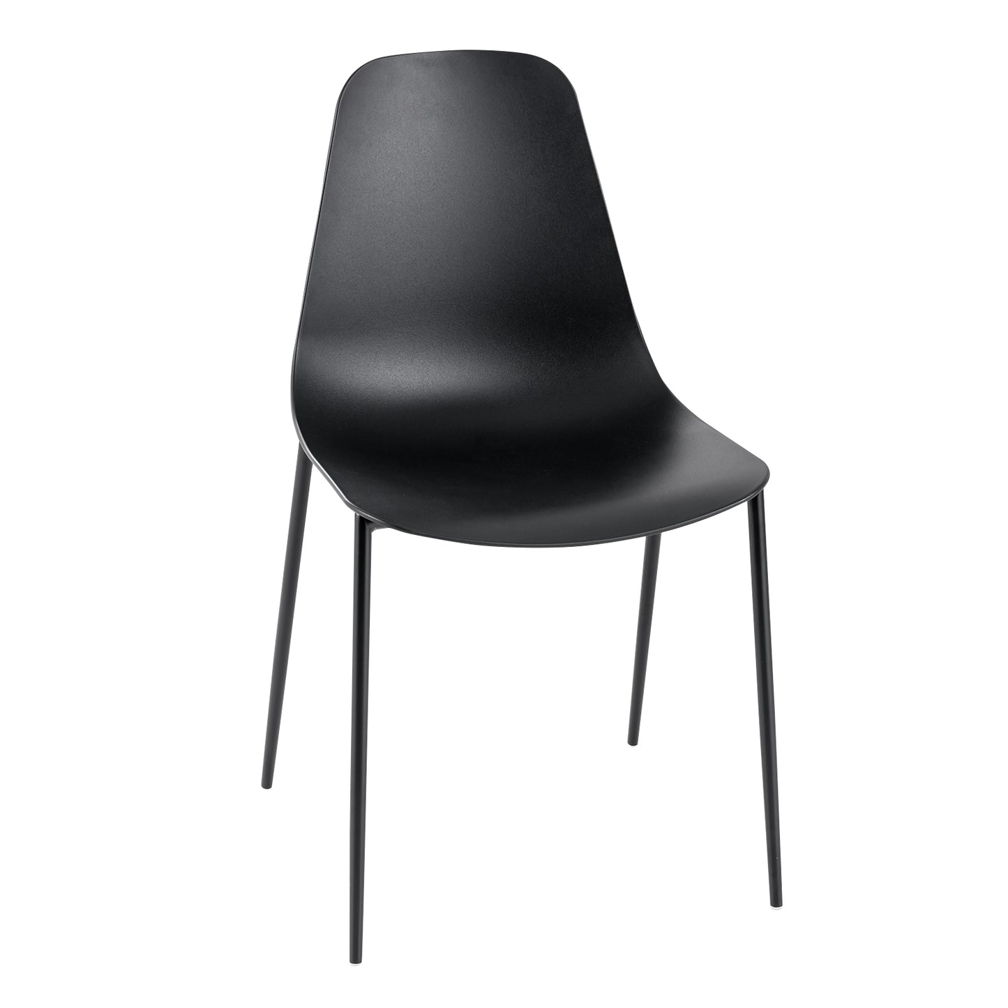 Armless Dining Chair Set of 4 Metal Leg Leisure Chair-Black