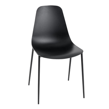Armless Dining Chair Set of 4 Metal Leg Leisure Chair-Black
