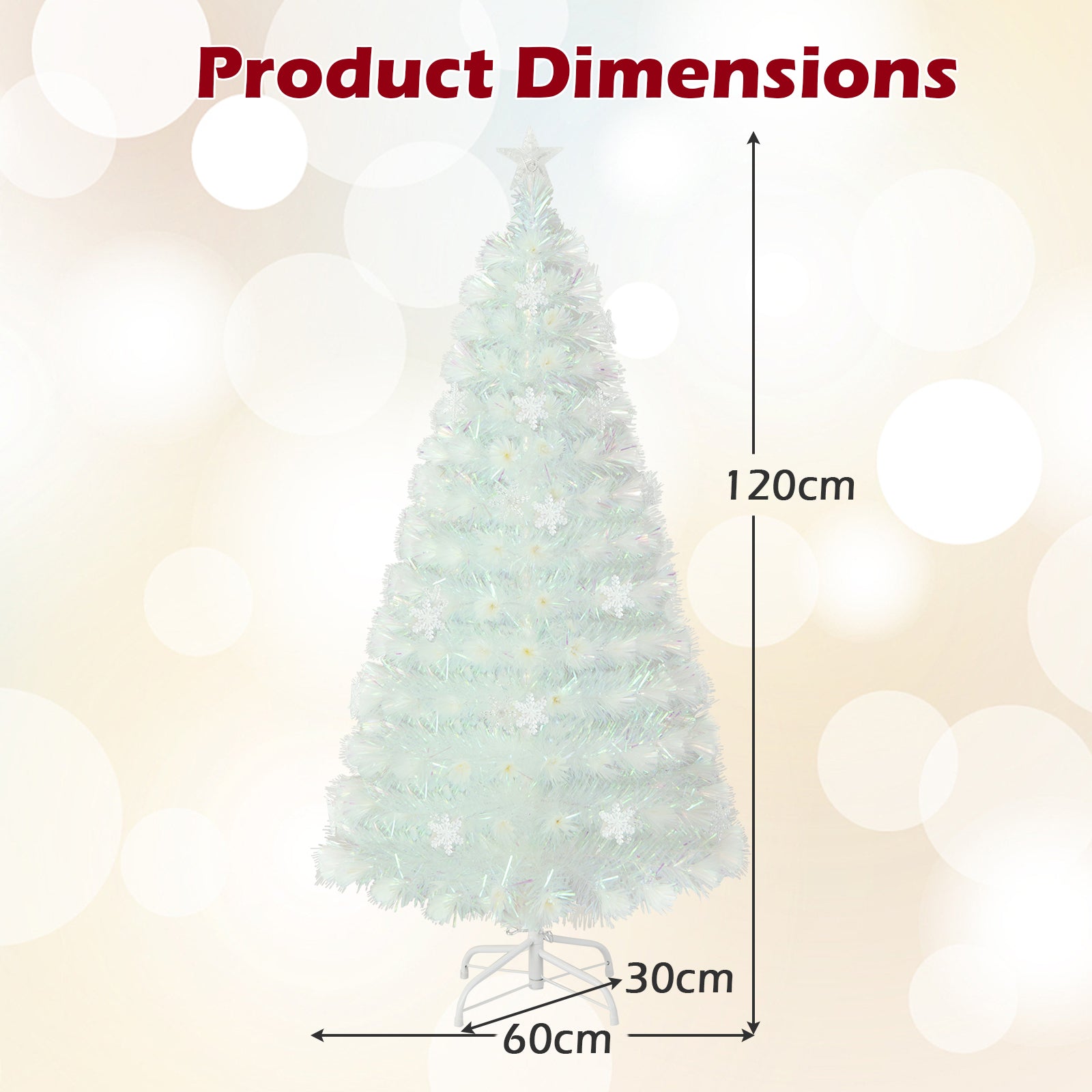 Pre-lit Artificial Fiber Optic Christmas Tree with Iridescent Leaves-4FT