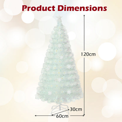 Pre-lit Artificial Fiber Optic Christmas Tree with Iridescent Leaves-4FT