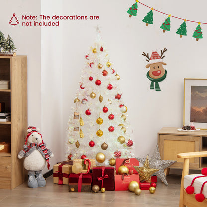 Pre-lit Artificial Fiber Optic Christmas Tree with Iridescent Leaves-5FT