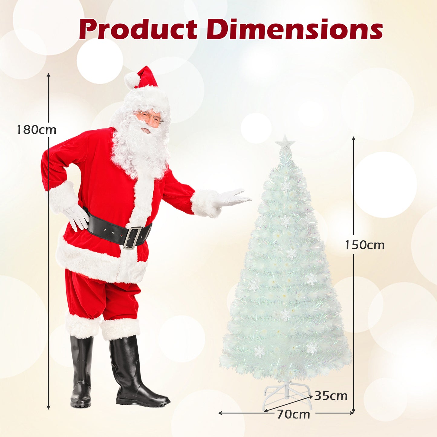 Pre-lit Artificial Fiber Optic Christmas Tree with Iridescent Leaves-5FT
