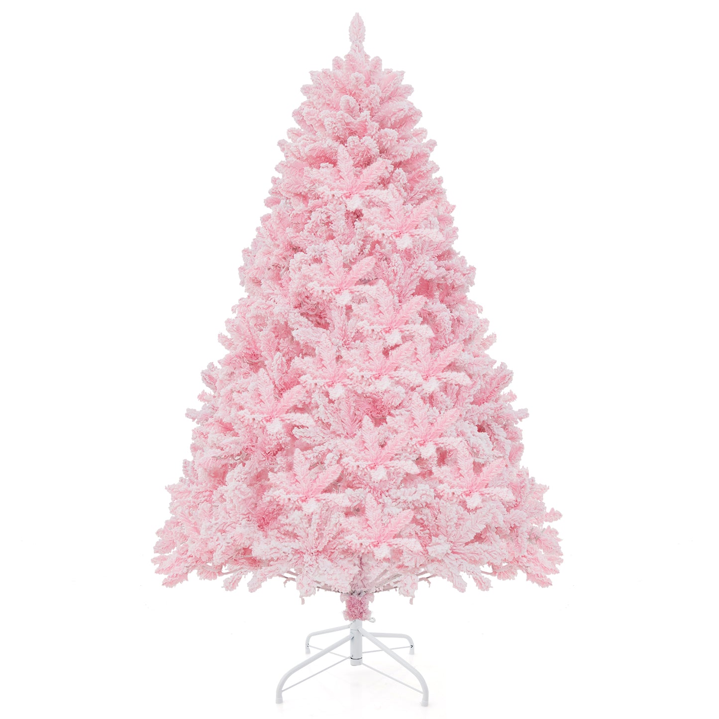 Flocked Artificial Xmas Tree with 808 PVC Branch Tips and 350 LED Lights