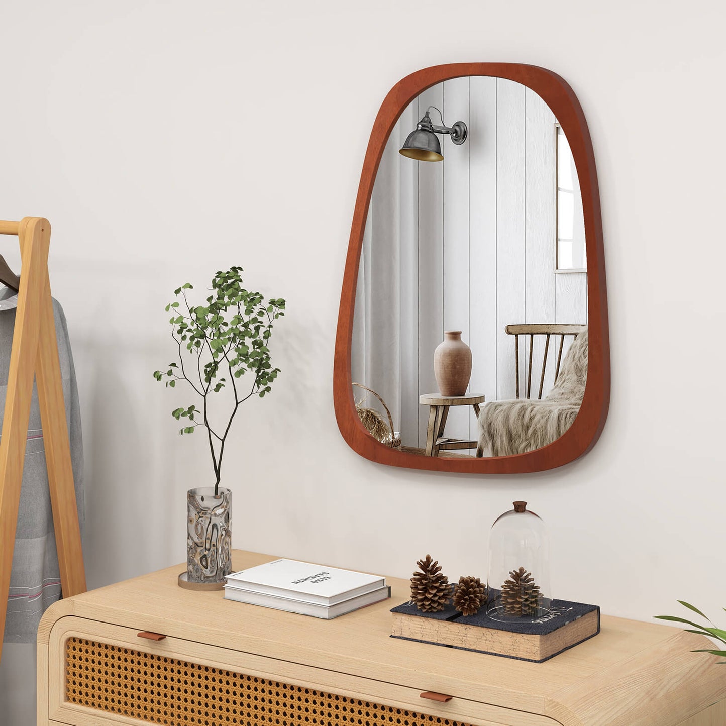 Asymmetrical Abstract Irregular Shaped Mirror HD Wall Mirror-Natural