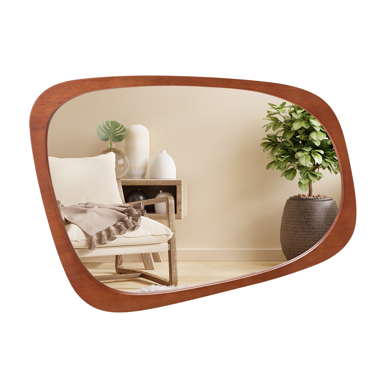 Asymmetrical Abstract Irregular Shaped Mirror HD Wall Mirror-Natural