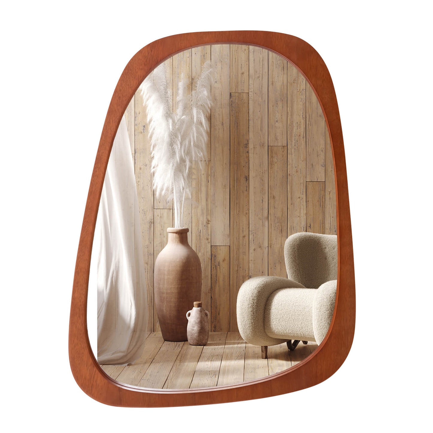 Asymmetrical Abstract Irregular Shaped Mirror HD Wall Mirror-Natural