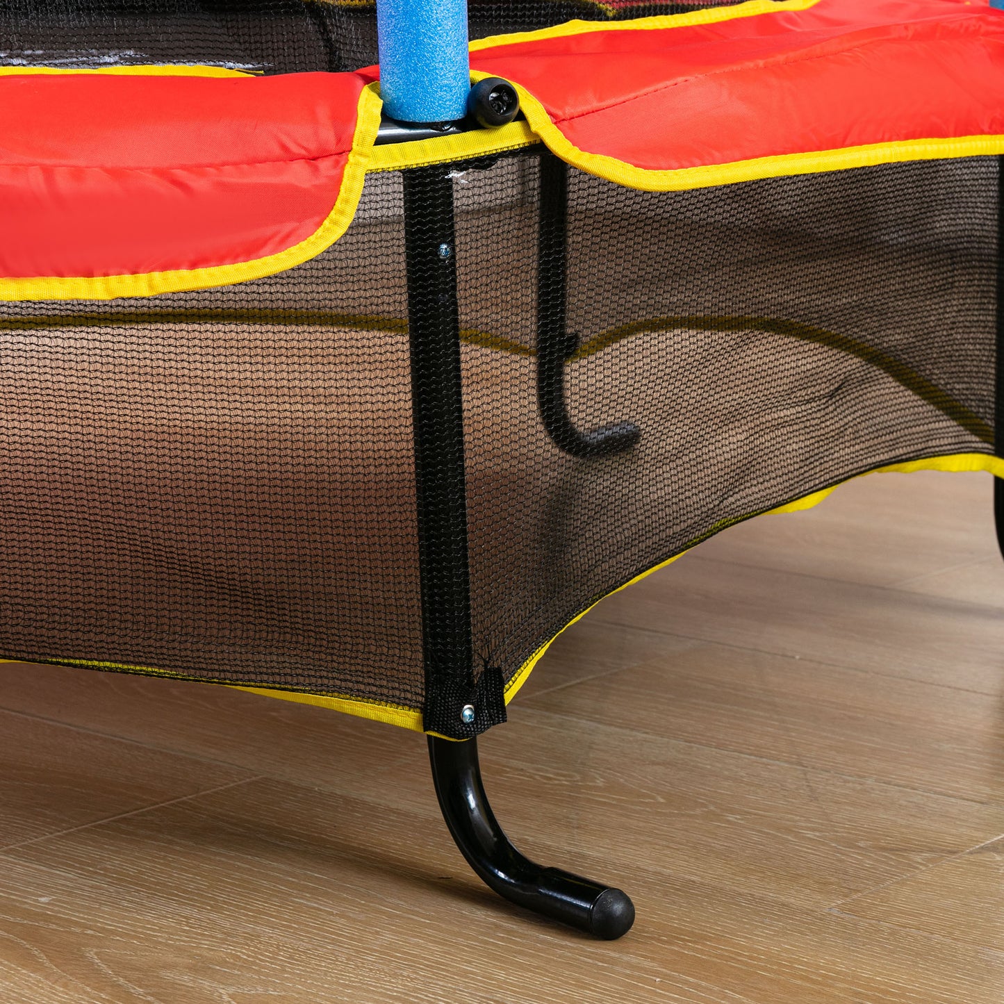 HOMCOM 5.4FT/65 Inch Kids Trampoline with Enclosure Net Built-in Zipper Safety Pad Indoor Outdoor for Children Toddler Age 3-6 Years Old