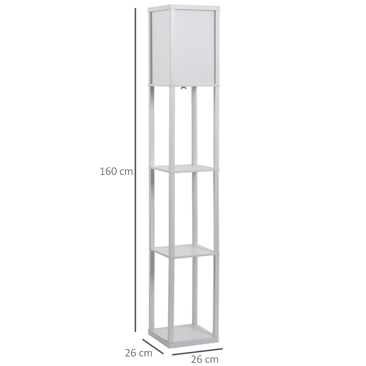 HOMCOM Standing Lamp, Floor Light with 4-Tier Storage Shelf, Reading Standing Lamp White