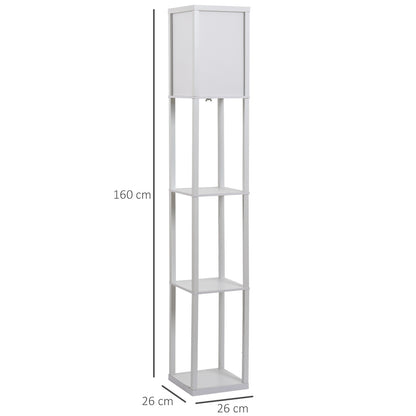 HOMCOM Standing Lamp, Floor Light with 4-Tier Storage Shelf, Reading Standing Lamp White