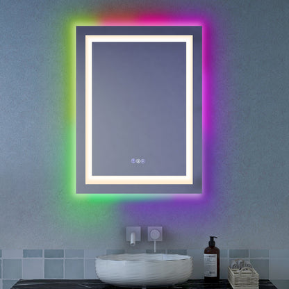 RGB Backlit Dimmable Vanity Makeup Mirror with 3-Color Front Lights