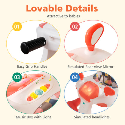 2-in-1 Foldable Baby Walker with Adjustable Height and Speed-Orange