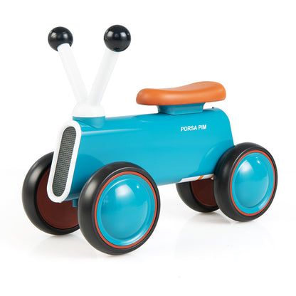 Baby Balance Bike with 4 Enclosed Wheels No Pedal for Boys Girls-Blue