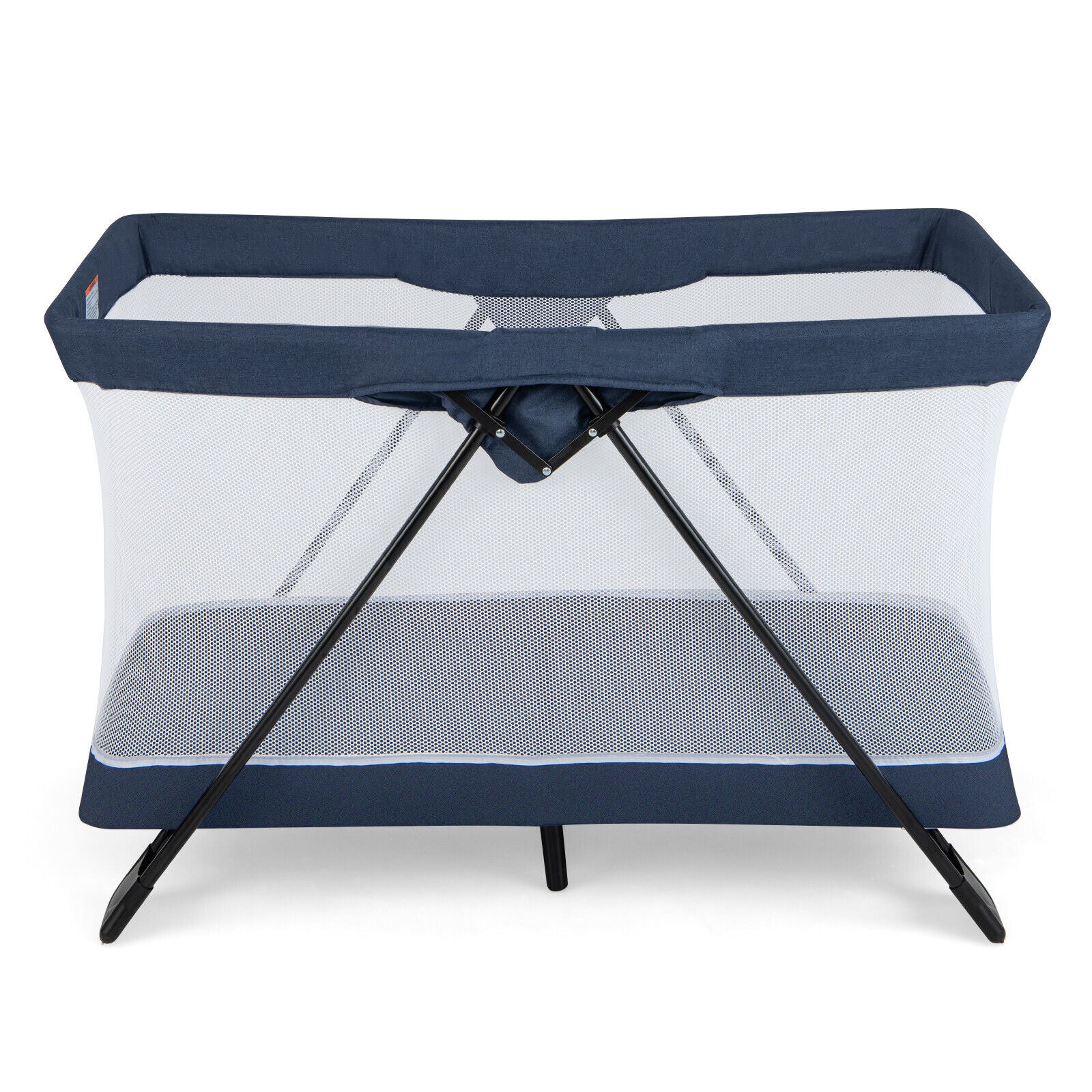Portable Baby Travel Crib with Removable Mattress and Washable Cover-Navy