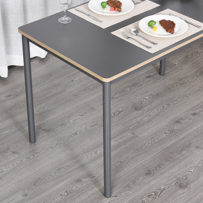 HOMCOM 120cm Minimalistic Dining Table w/ Steel Frame Foot Pads Simple Rectangle Style Home Dining Working Display Grey