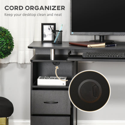 HOMCOM Computer Desk Office PC Table Workstation with Keyboard Tray, CPU Shelf, Drawers, Sliding Scanner Shelf, Black