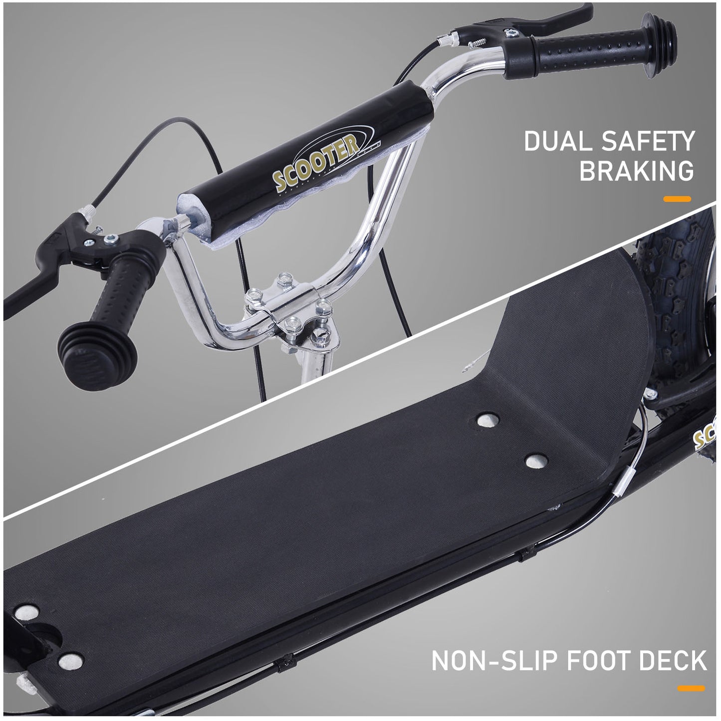 HOMCOM Pneumatic 16" Tyres Scooter-Black