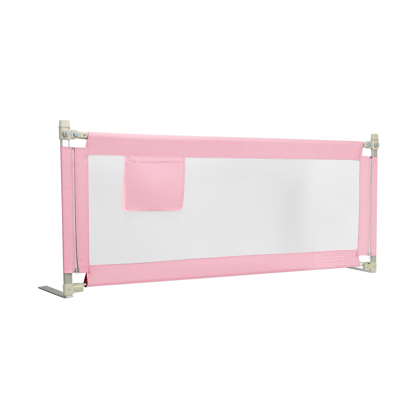 175 cm Infant Safety Bed Guardrail with Anti-Collision Cotton and Side Pocket-Pink