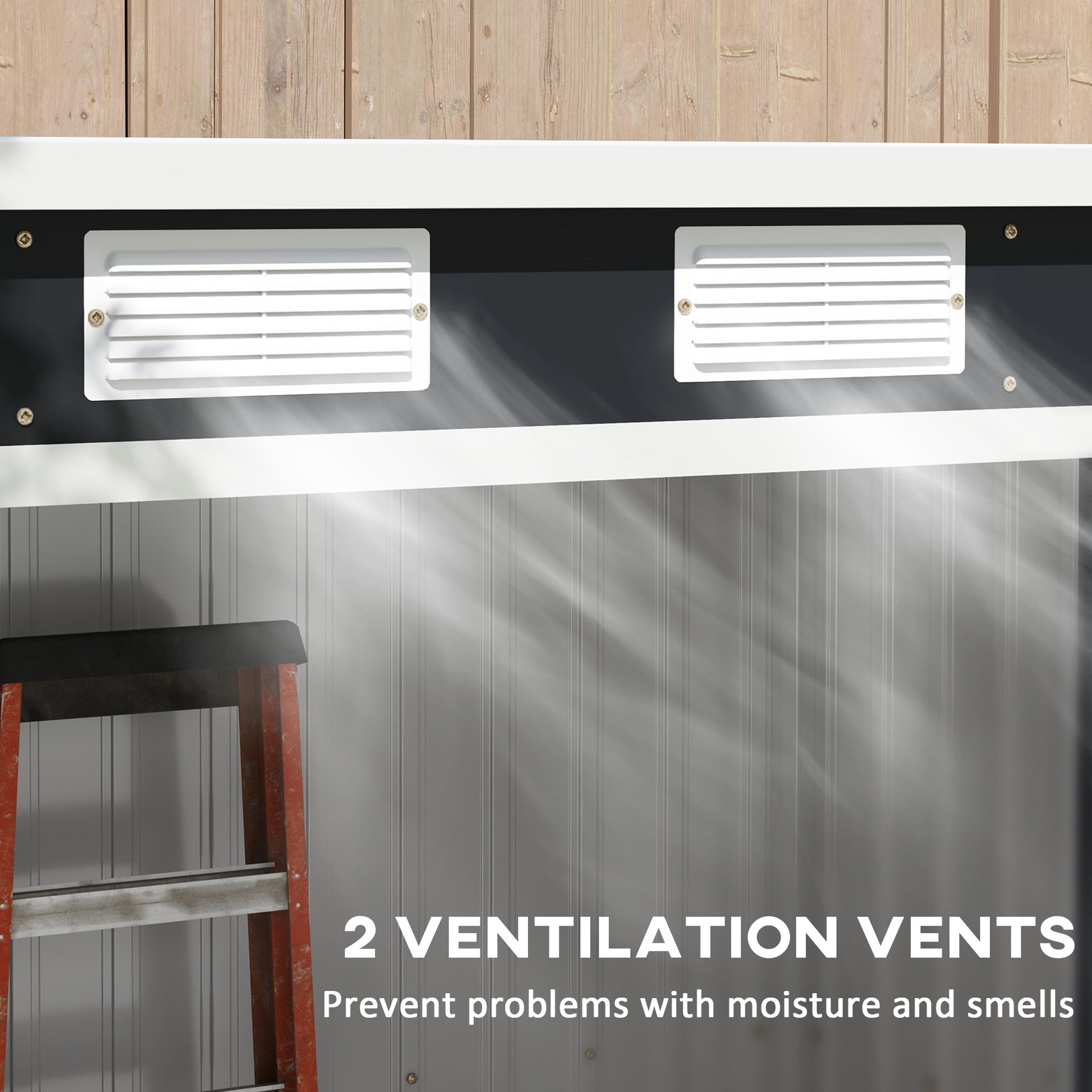 Outsunny 7 x 4ft Galvanised Steel Garden Shed, with Foundation Kit - Dark Grey