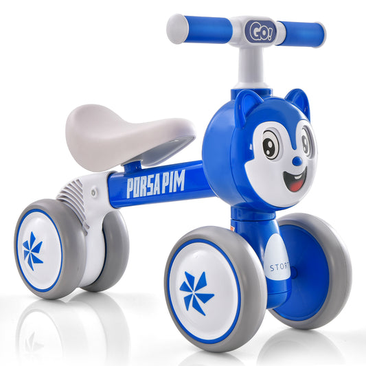 No Pedal Lightweight Infant 4 Wheels Baby Bicycle-Blue