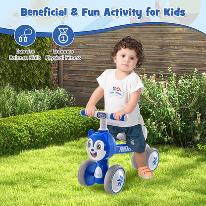 No Pedal Lightweight Infant 4 Wheels Baby Bicycle-Blue