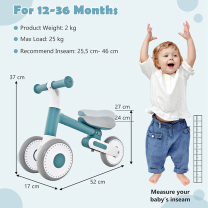 Baby Balance Bike Toddler Walker Training Bicycle with Adjustable Seat-Blue