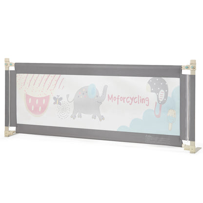 175CM Baby Bed Rail Guard with Double Safety Lock and Adjustable Height-Dark Grey