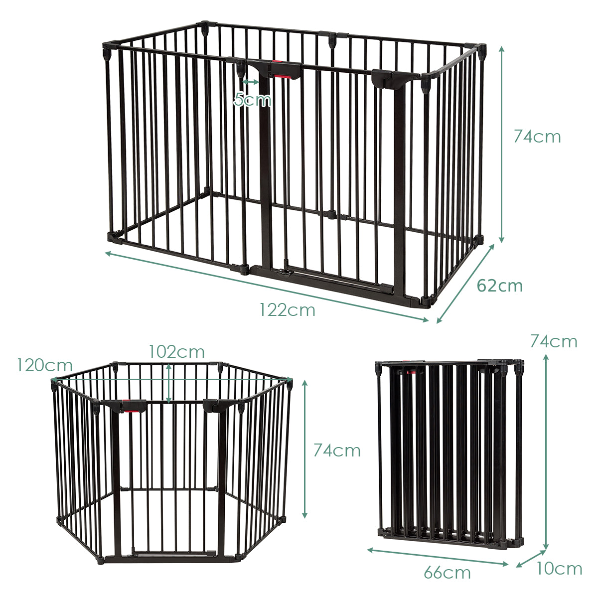 6-Panel Baby Pet Safety Playpen with Walk Through Door-Black