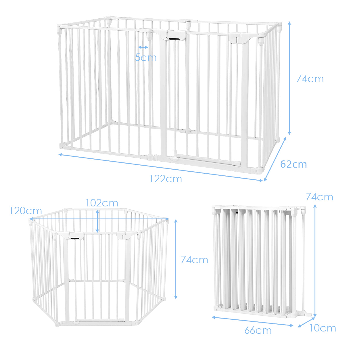 6-Panel Baby Pet Safety Playpen with Walk Through Door-White