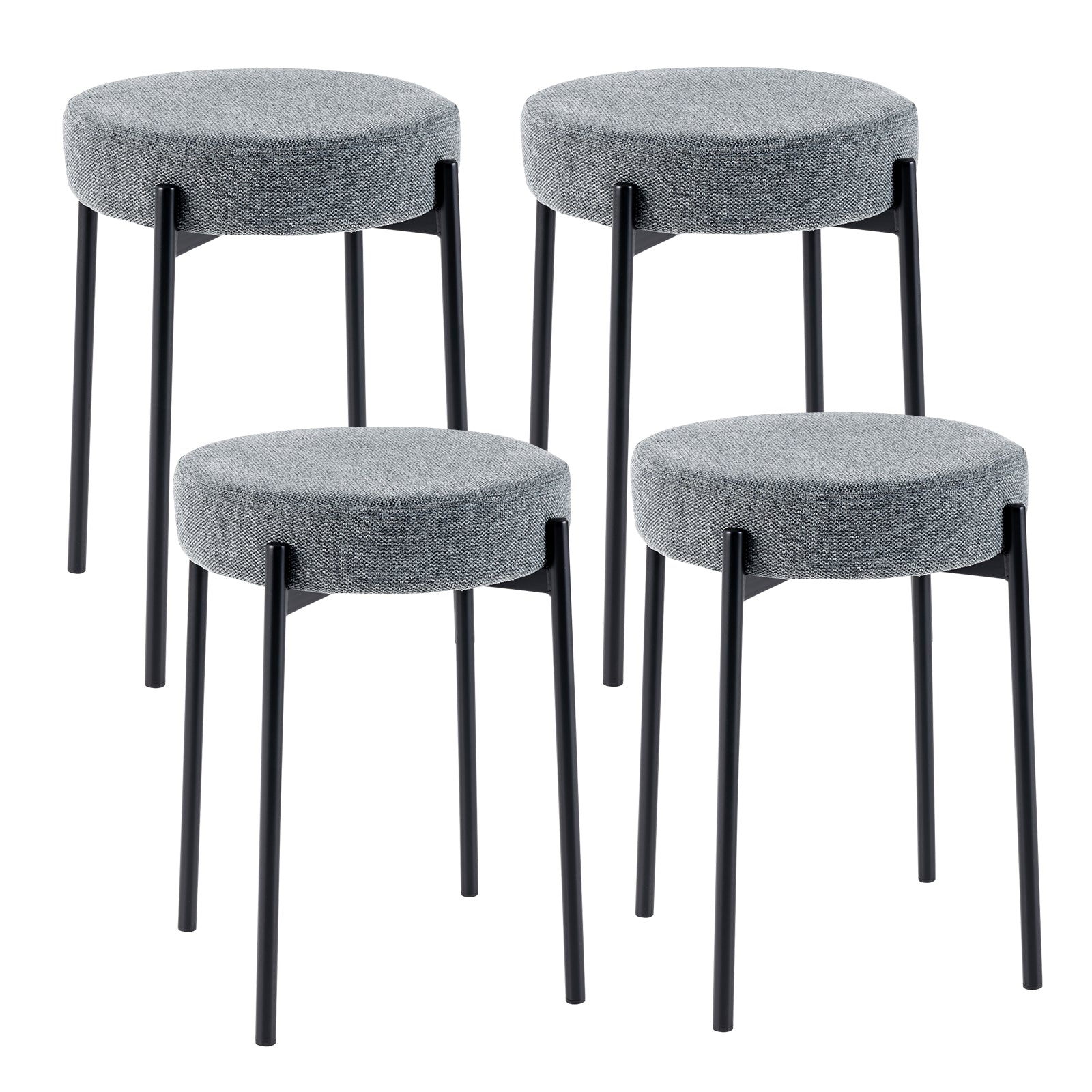 Bar Stools Set of 4 with Metal Legs and Sponge Padded Cushion-Dark Grey