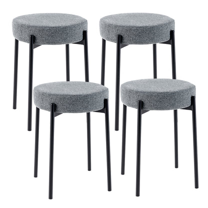 Bar Stools Set of 4 with Metal Legs and Sponge Padded Cushion-Dark Grey