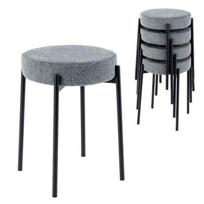 Bar Stools Set of 4 with Metal Legs and Sponge Padded Cushion-Dark Grey